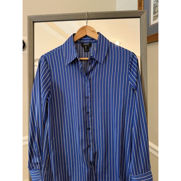 Jones & Co Blue Pinstripe Button Down Shirt Small - Picture 4 of 5
